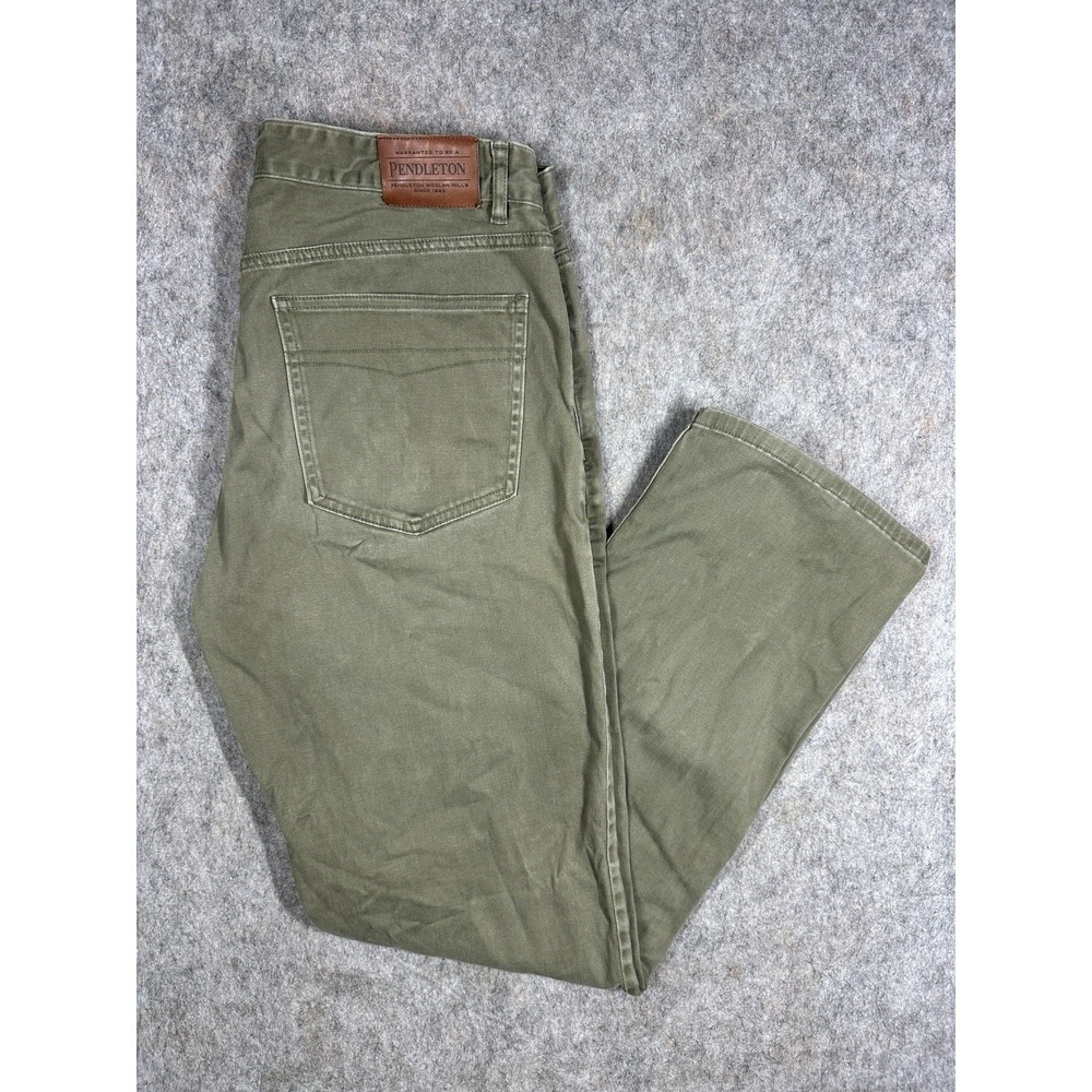 Pendleton Pants Mens 34x32 Olive Green 5 Pocket Cotton Stretch Chino